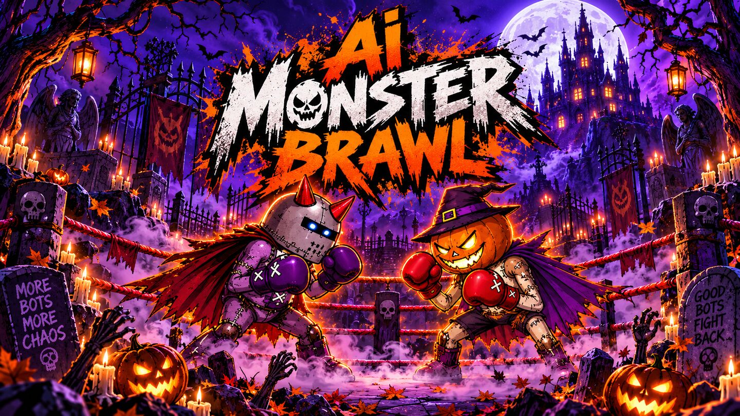AI Monster Brawl: monsters designed by AI models in the Halloween ring